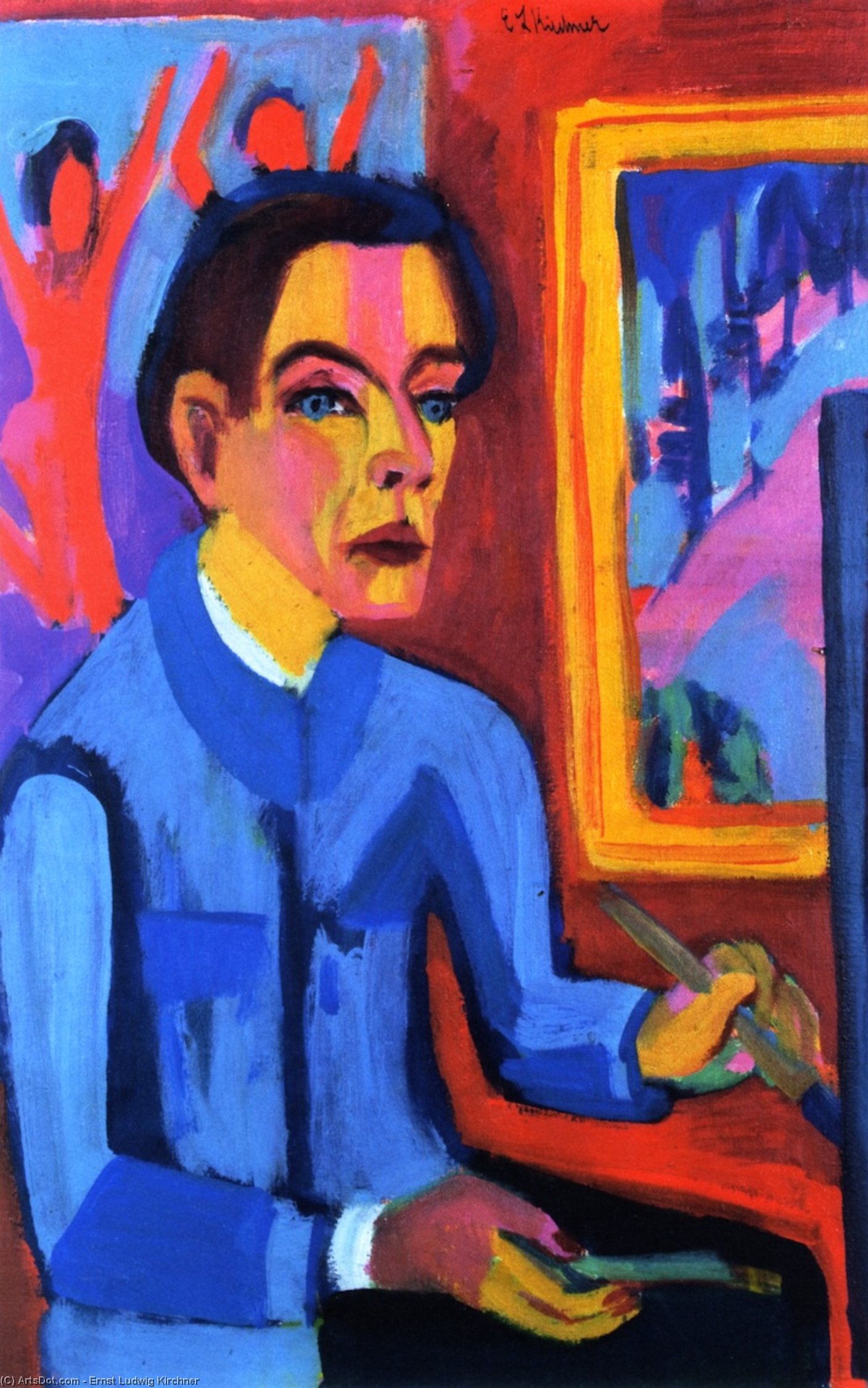 Wikioo.org - The Encyclopedia of Fine Arts - Painting, Artwork by Ernst Ludwig Kirchner - The Painter (also known as Self-Portrait by the Window)
