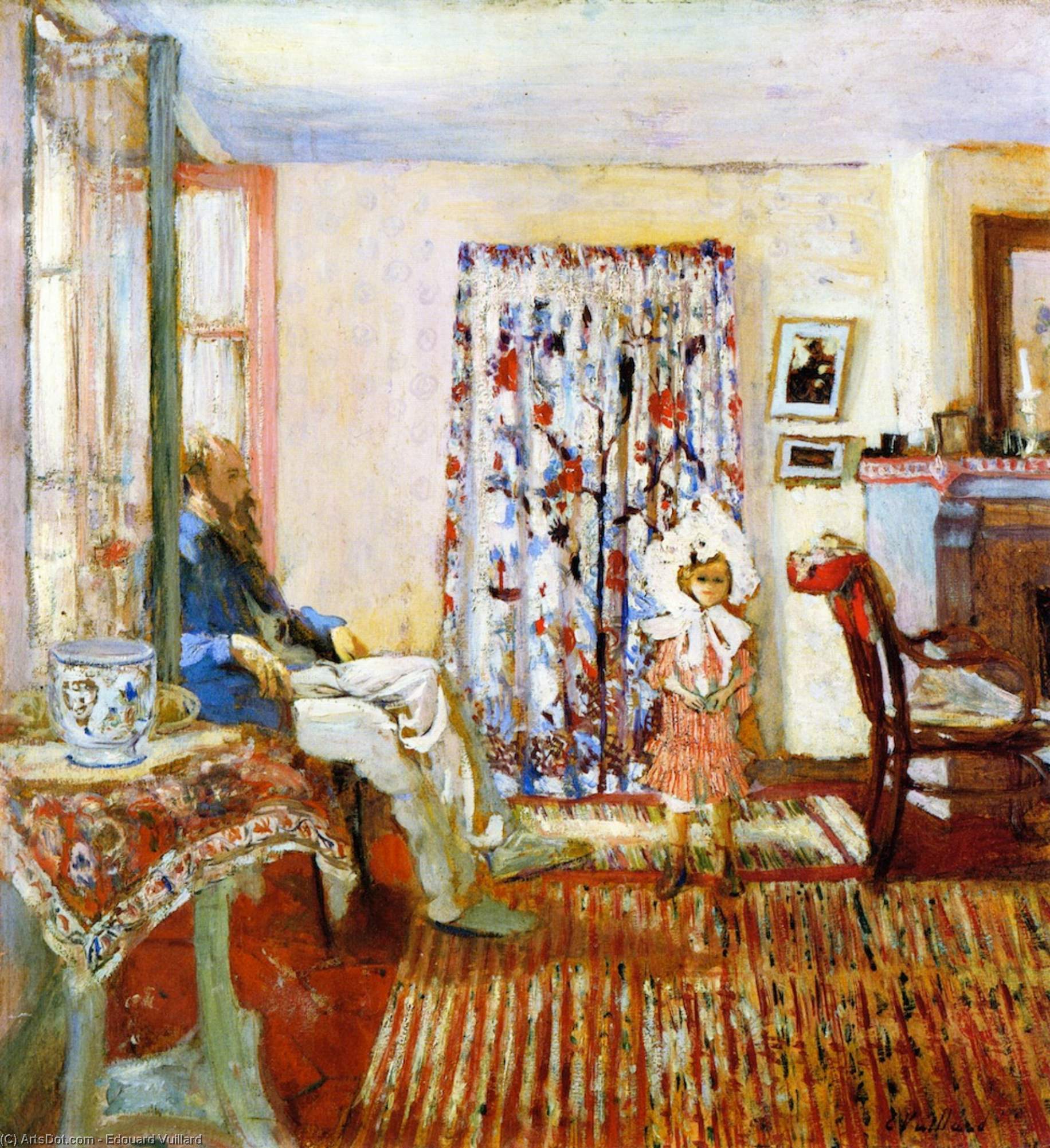 WikiOO.org – 美術百科全書 - 繪畫，作品 Jean Edouard Vuillard -  的  画家 ķ . -X . 鲁塞尔 和他的 女儿 安妮特