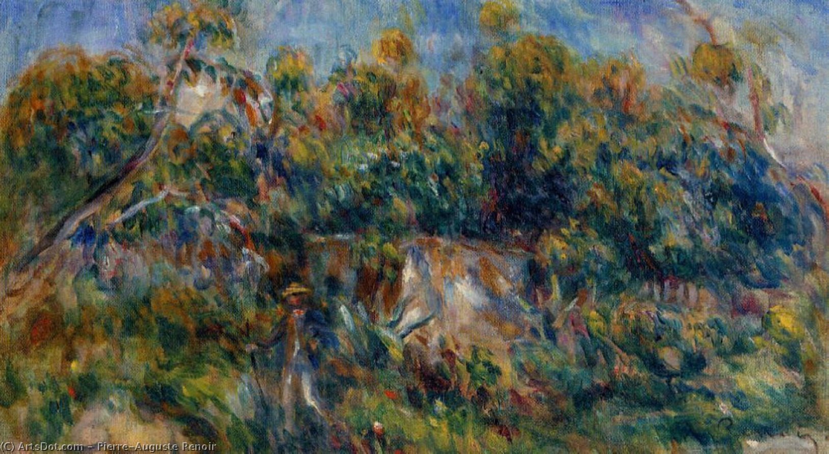 Wikoo.org - موسوعة الفنون الجميلة - اللوحة، العمل الفني Pierre-Auguste Renoir - The Painter Taking a Stroll at Cagnes