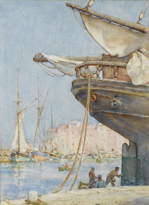Wikioo.org - The Encyclopedia of Fine Arts - Painting, Artwork by Henry Scott Tuke - Painting the rudder