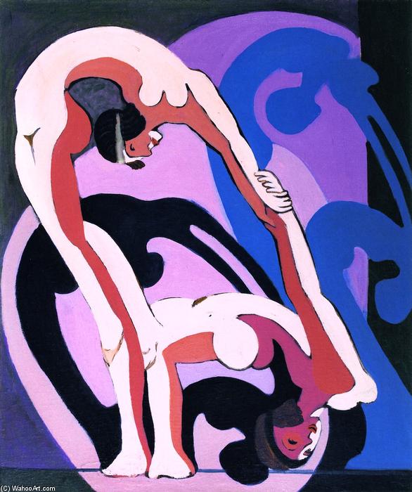 WikiOO.org - Encyclopedia of Fine Arts - Lukisan, Artwork Ernst Ludwig Kirchner - Pair of Acrobats, Sculpture