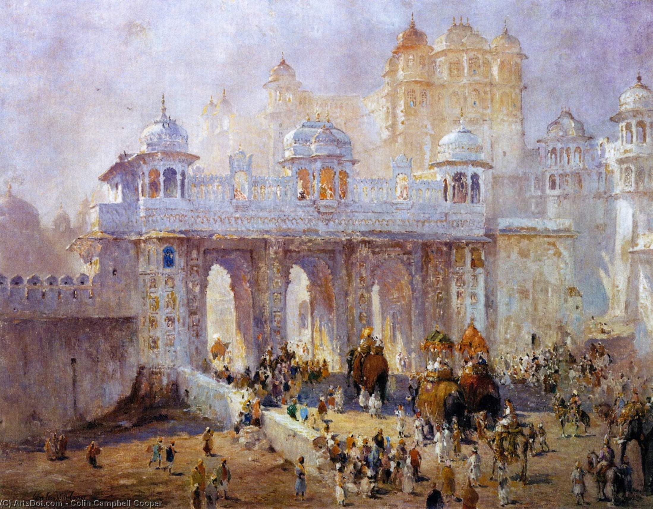 WikiOO.org - Encyclopedia of Fine Arts - Maalaus, taideteos Colin Campbell Cooper - Palace Gate, Udaipur, India