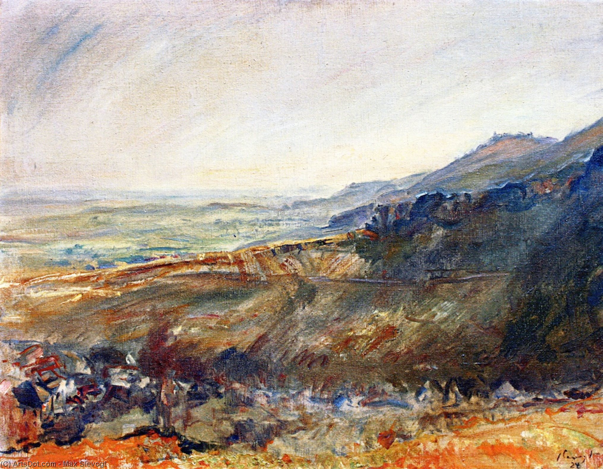 Wikioo.org - The Encyclopedia of Fine Arts - Painting, Artwork by Max Slevogt - Palatinate Landscape - View of the Madenburg