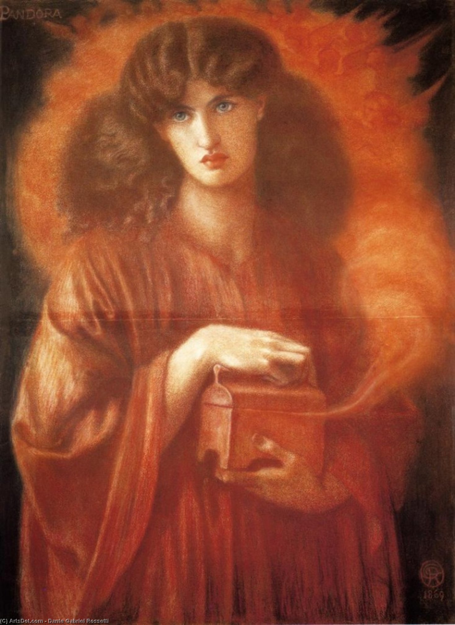 WikiOO.org - Encyclopedia of Fine Arts - Lukisan, Artwork Dante Gabriel Rossetti - Pandora - study