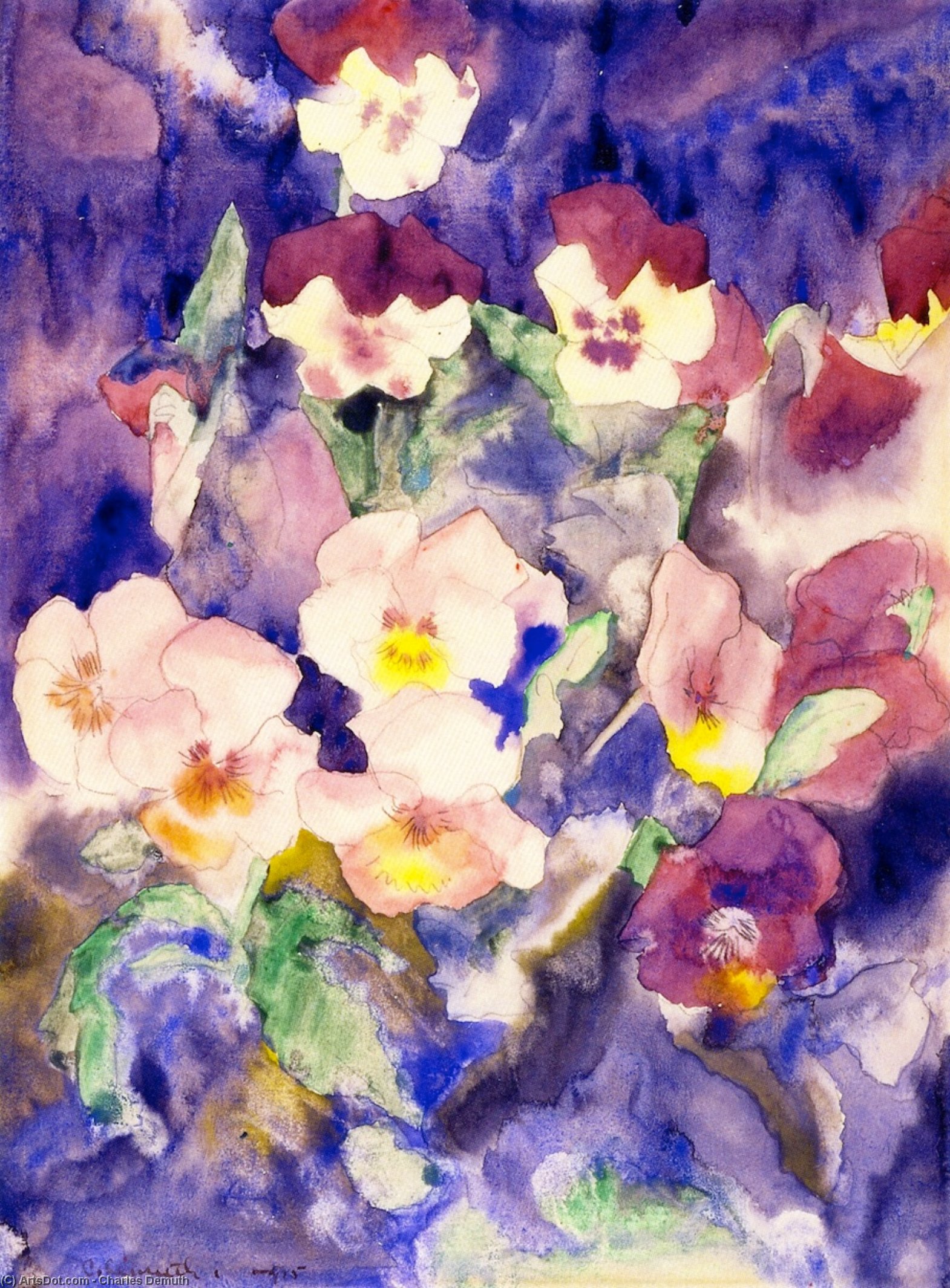 Wikioo.org - The Encyclopedia of Fine Arts - Painting, Artwork by Charles Demuth - Pansies