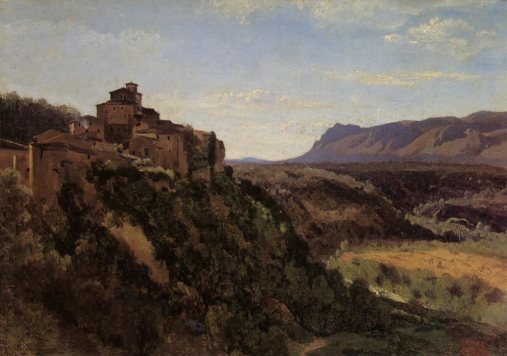 Wikioo.org - The Encyclopedia of Fine Arts - Painting, Artwork by Jean Baptiste Camille Corot - Papigno - Buildings Overlooking the Valley
