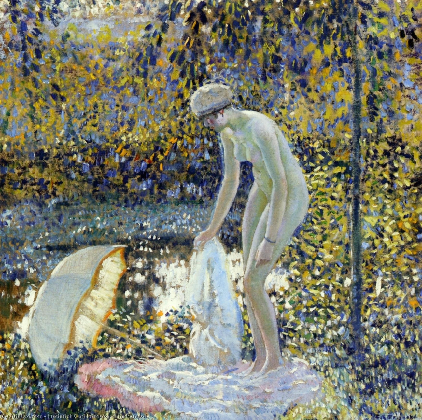 Wikioo.org - The Encyclopedia of Fine Arts - Painting, Artwork by Frederick Carl Frieseke - The Parasol
