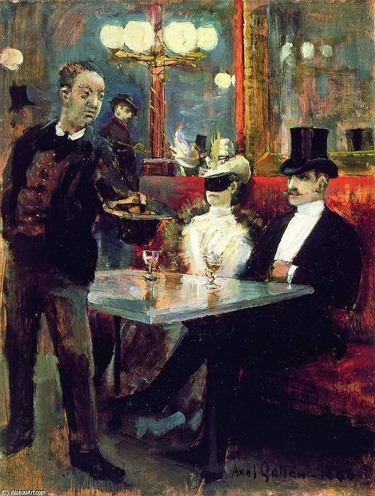 WikiOO.org - Encyclopedia of Fine Arts - Schilderen, Artwork Akseli Gallen Kallela - Parisian café