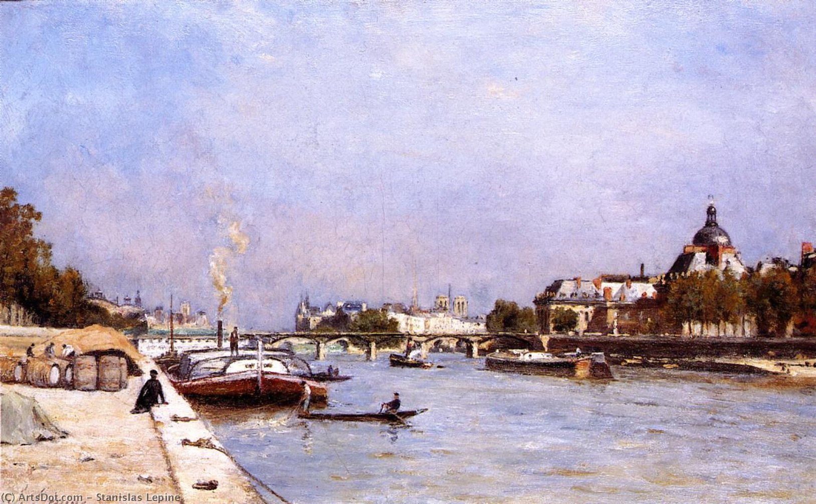 Wikioo.org - The Encyclopedia of Fine Arts - Painting, Artwork by Stanislas Lepine - Paris, the Pont des Arts