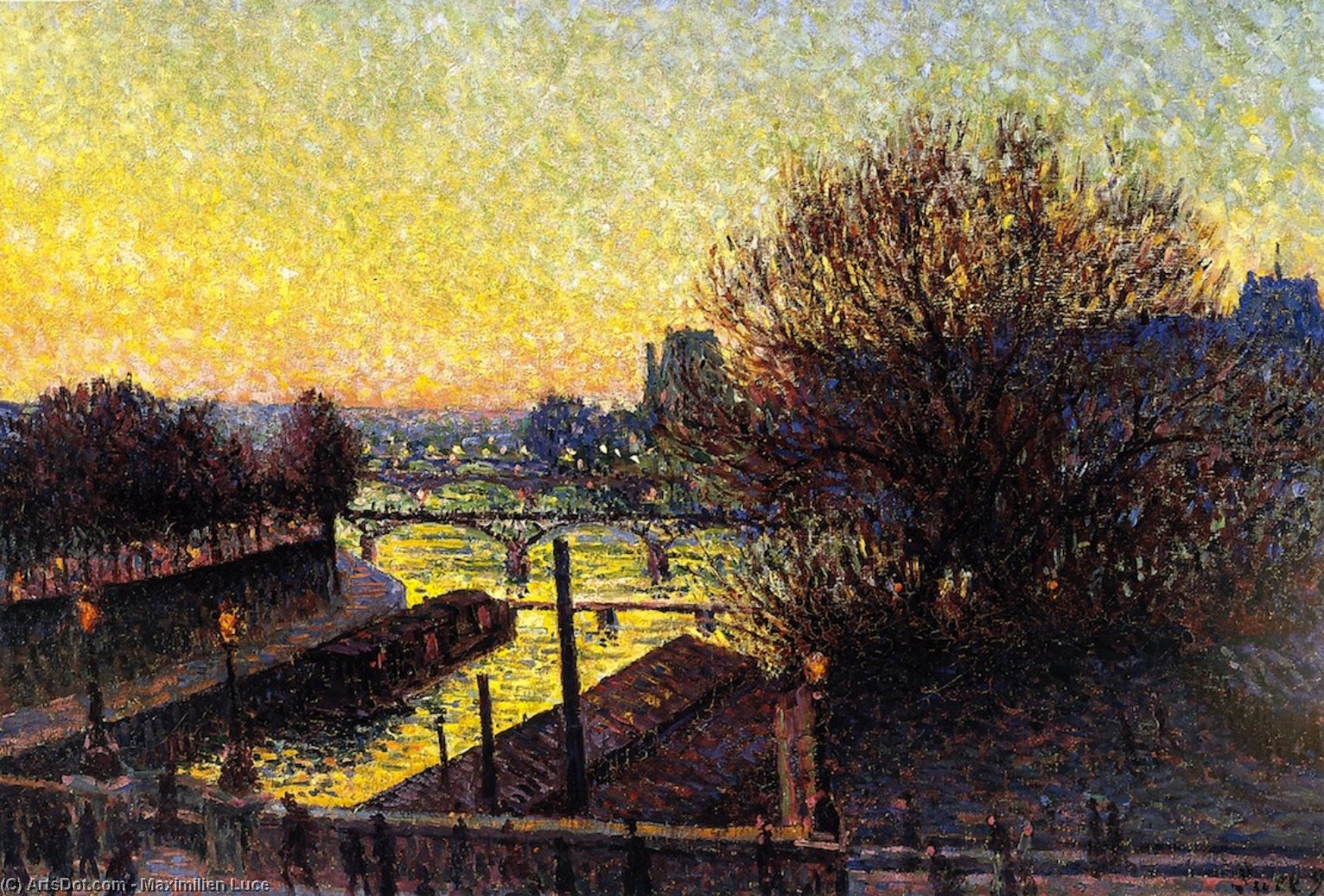Wikioo.org - The Encyclopedia of Fine Arts - Painting, Artwork by Maximilien Luce - Paris, View of the Seine, Night