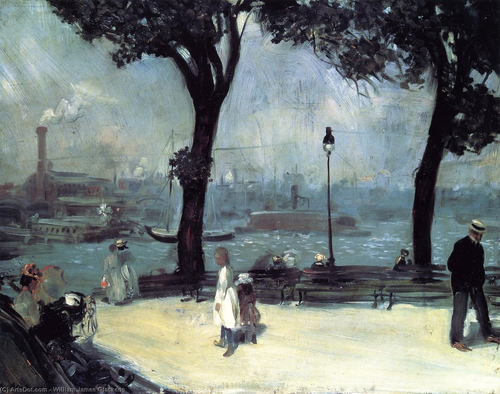 Wikioo.org - The Encyclopedia of Fine Arts - Painting, Artwork by William James Glackens - Park on the River