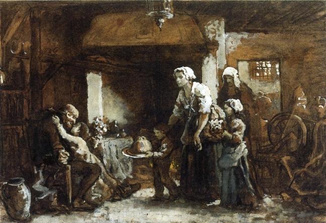 Wikioo.org – L'Enciclopedia delle Belle Arti - Pittura, Opere di Jules Adolphe Aimé Louis Breton - Un Partito per Nonno