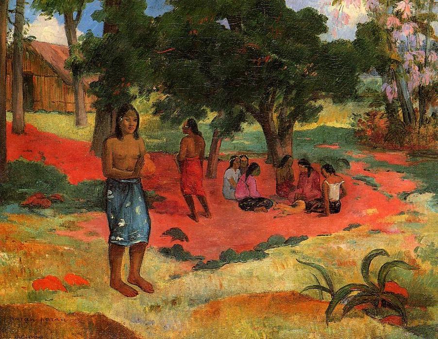 Wikoo.org - موسوعة الفنون الجميلة - اللوحة، العمل الفني Paul Gauguin - Paru Paru (also known as Whispered Words, II)