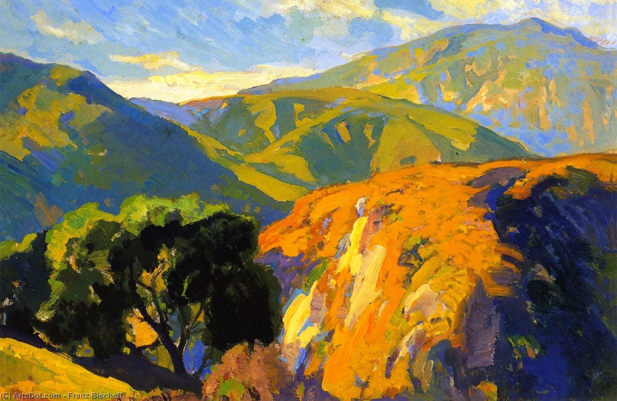 Wikioo.org - The Encyclopedia of Fine Arts - Painting, Artwork by Franz Bischoff - Pasadena Foothills