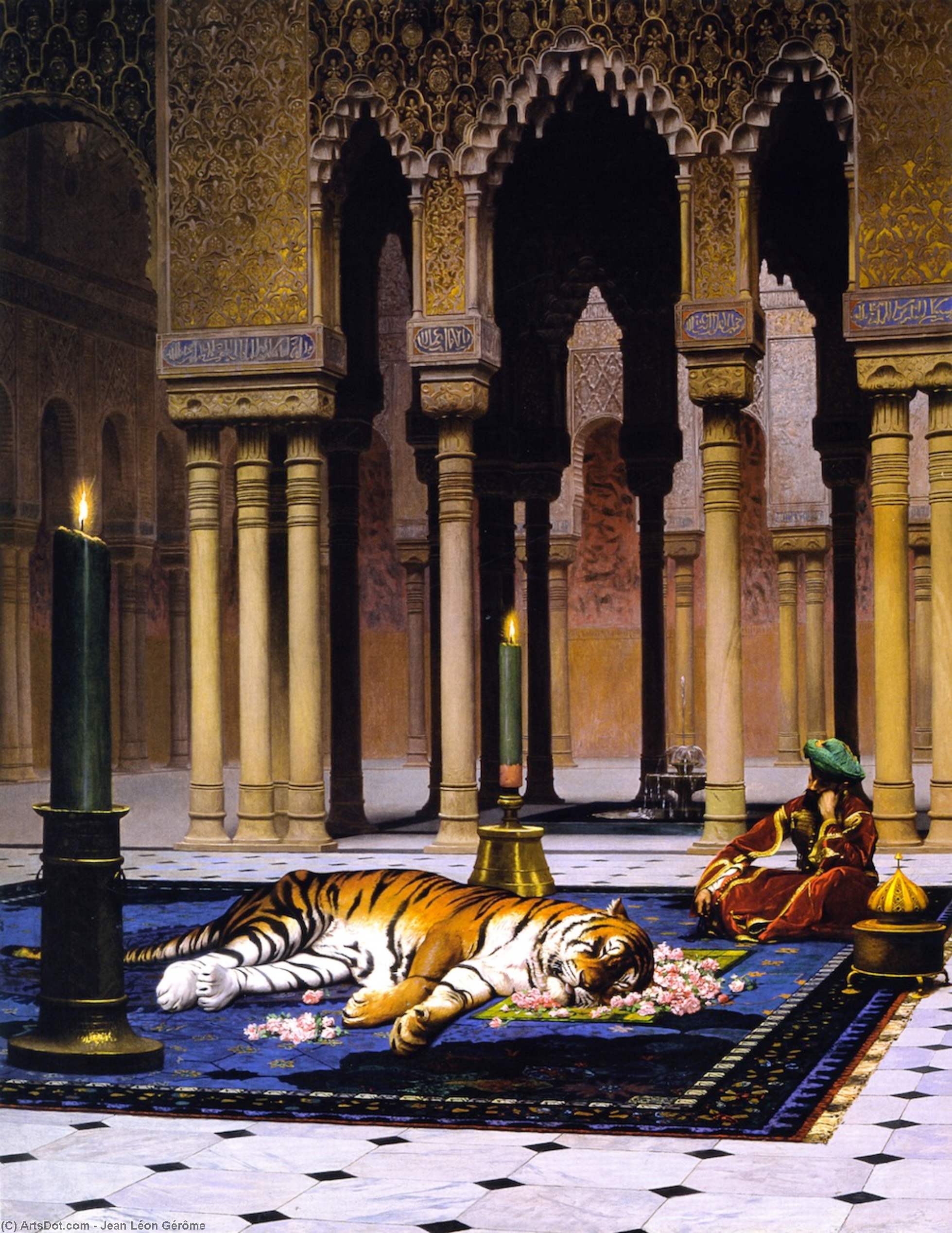 Wikioo.org - The Encyclopedia of Fine Arts - Painting, Artwork by Jean Léon Gérôme - The Pasha's Sorrow (also known as Dead Tiger)