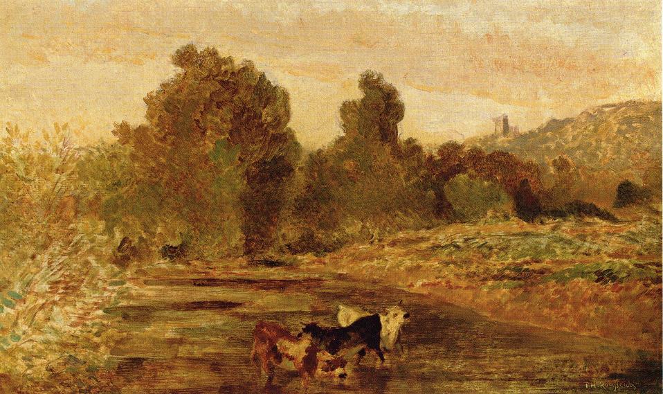 Wikioo.org - The Encyclopedia of Fine Arts - Painting, Artwork by Théodore Rousseau (Pierre Etienne Théodore Rousseau) - Pasture Land by Water
