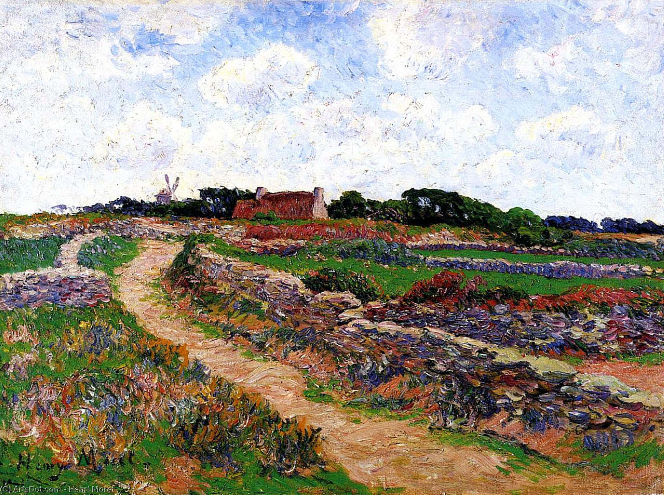 Wikioo.org - The Encyclopedia of Fine Arts - Painting, Artwork by Henri Moret - A Path in Clohars, Finistere