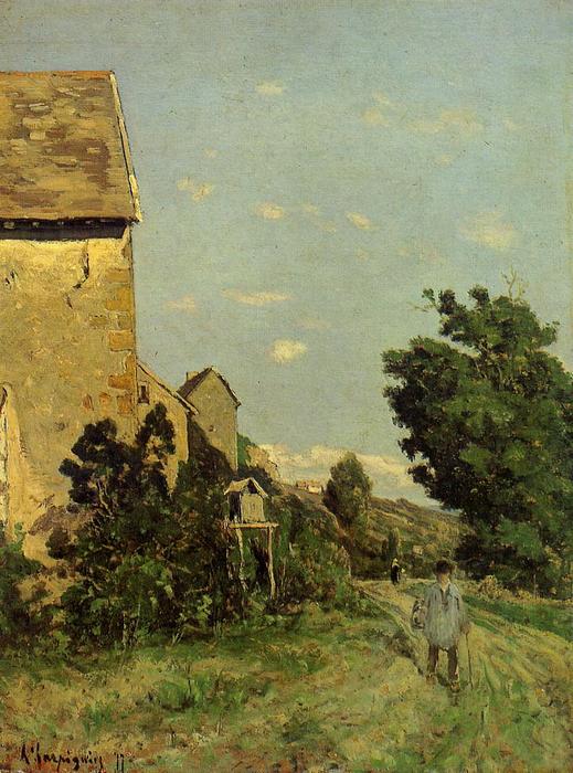 Wikioo.org - The Encyclopedia of Fine Arts - Painting, Artwork by Henri-Joseph Harpignies - Path through a Normandy Village