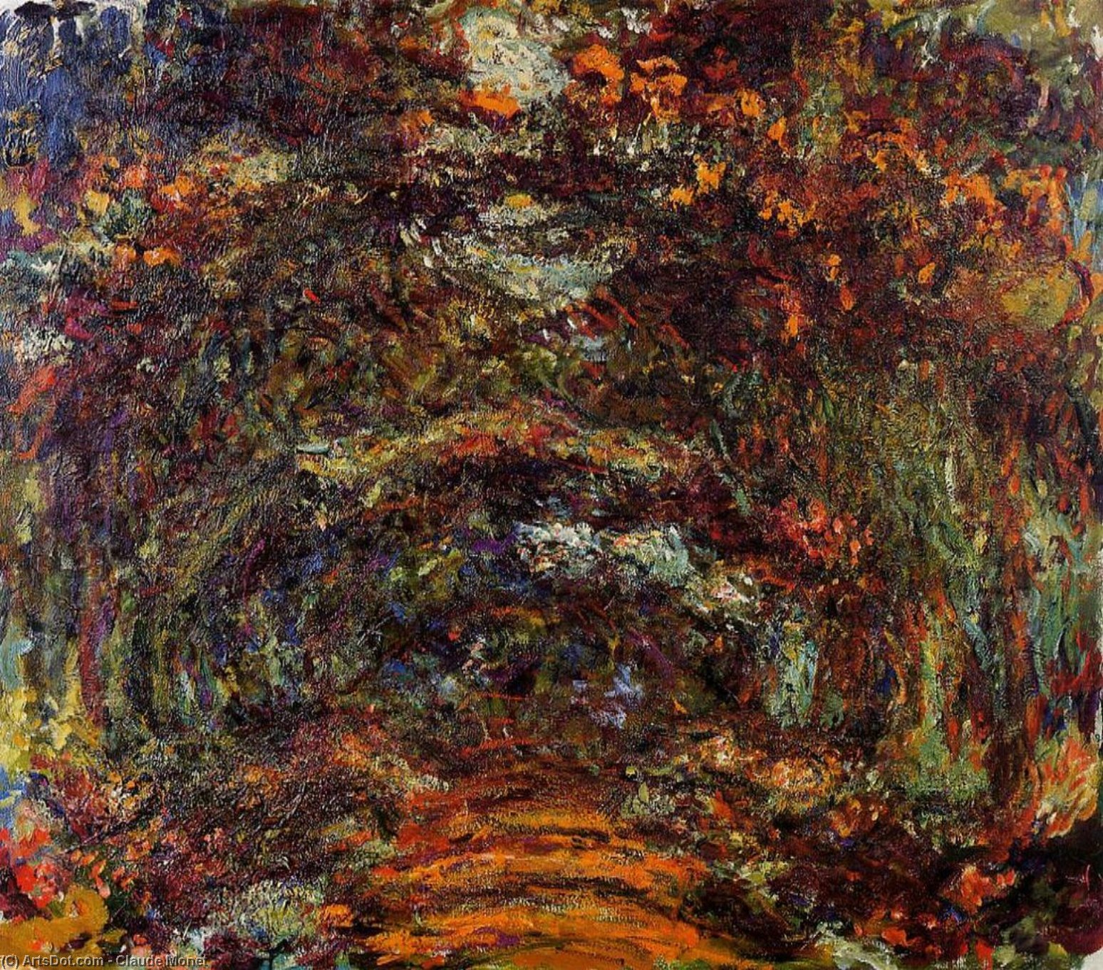 Wikioo.org - The Encyclopedia of Fine Arts - Painting, Artwork by Claude Monet - The Path under the Rose Arches, Giverny