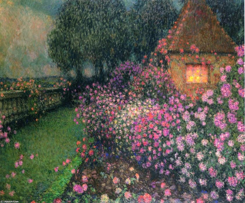 Wikioo.org - The Encyclopedia of Fine Arts - Painting, Artwork by Henri Eugène Augustin Le Sidaner - A Pavilion in the Rose Garden, Geberoy