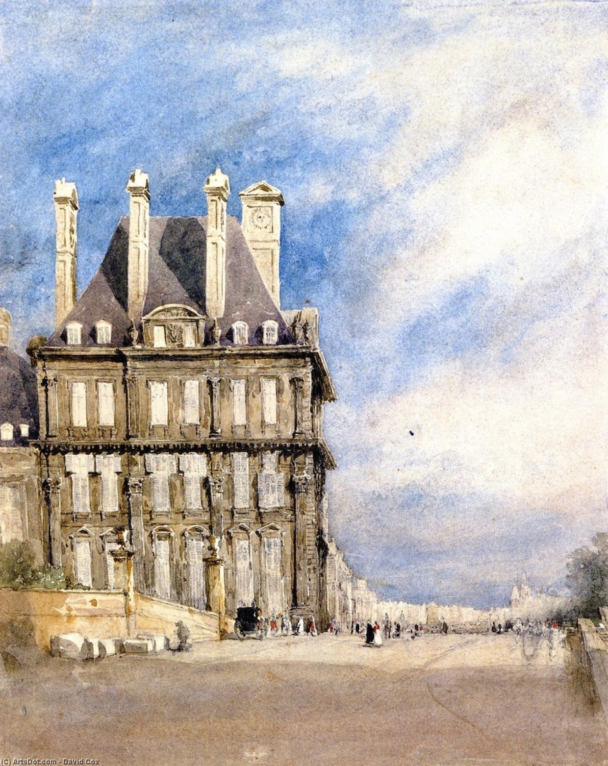 Wikioo.org - The Encyclopedia of Fine Arts - Painting, Artwork by David Cox - Pavillon de Flore, Tuileries, Paris