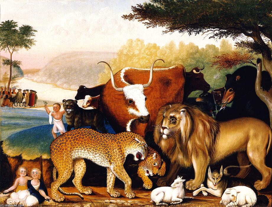 Wikioo.org - The Encyclopedia of Fine Arts - Painting, Artwork by Edward Hicks - Peaceable Kingdom (11)