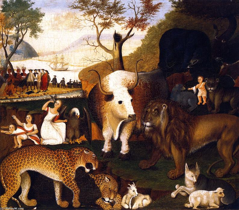 Wikioo.org - The Encyclopedia of Fine Arts - Painting, Artwork by Edward Hicks - Peaceable Kingdom (19)