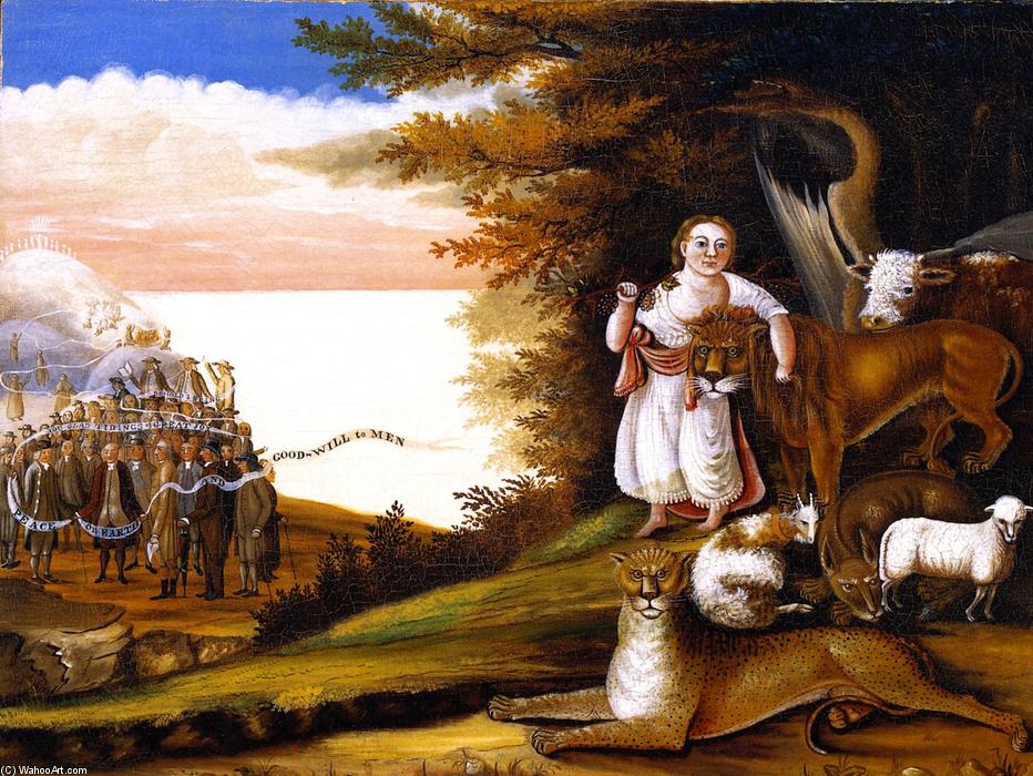 Wikioo.org - The Encyclopedia of Fine Arts - Painting, Artwork by Edward Hicks - Peaceable Kingdom (20)