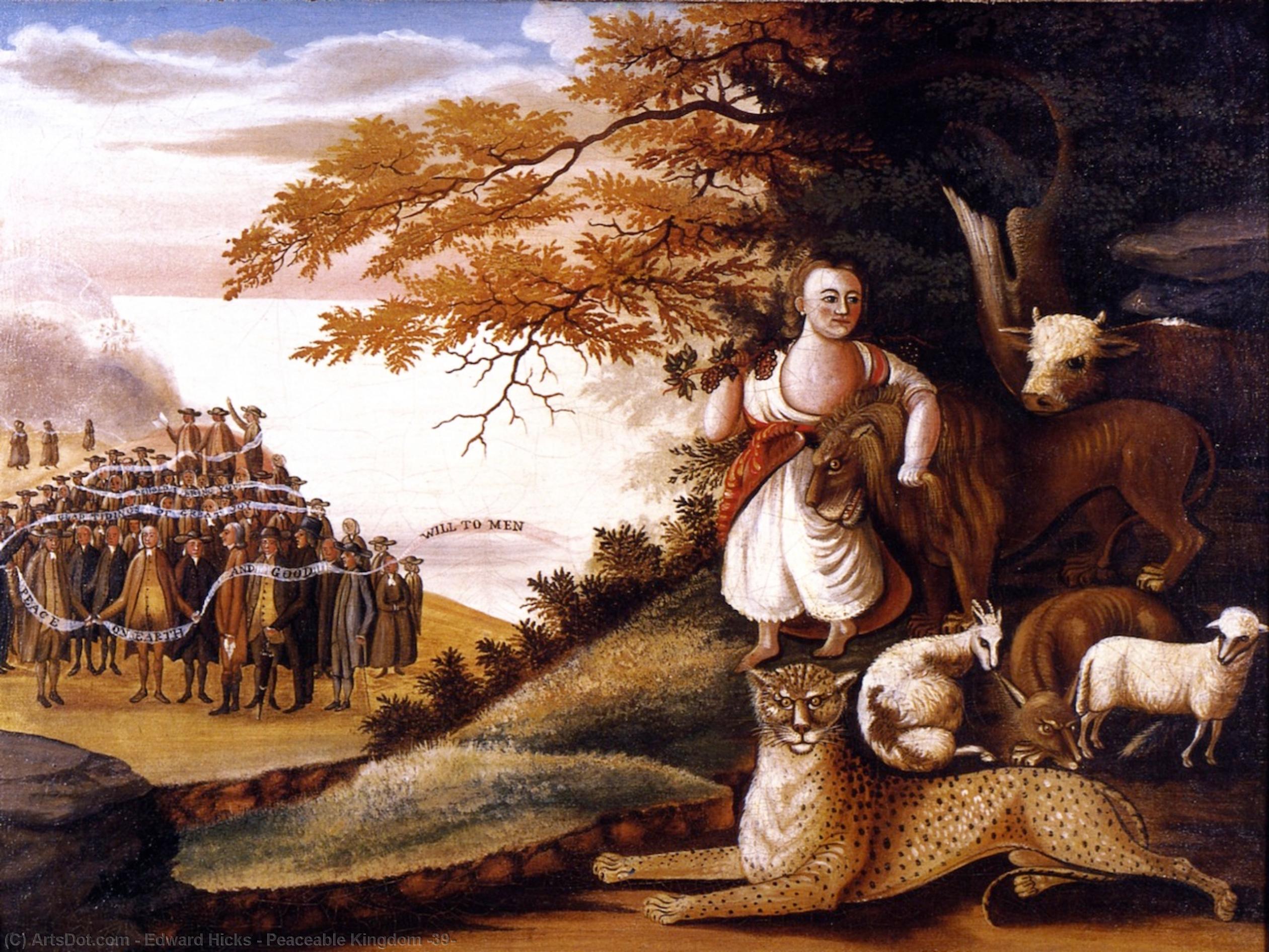 Wikioo.org - The Encyclopedia of Fine Arts - Painting, Artwork by Edward Hicks - Peaceable Kingdom (39)