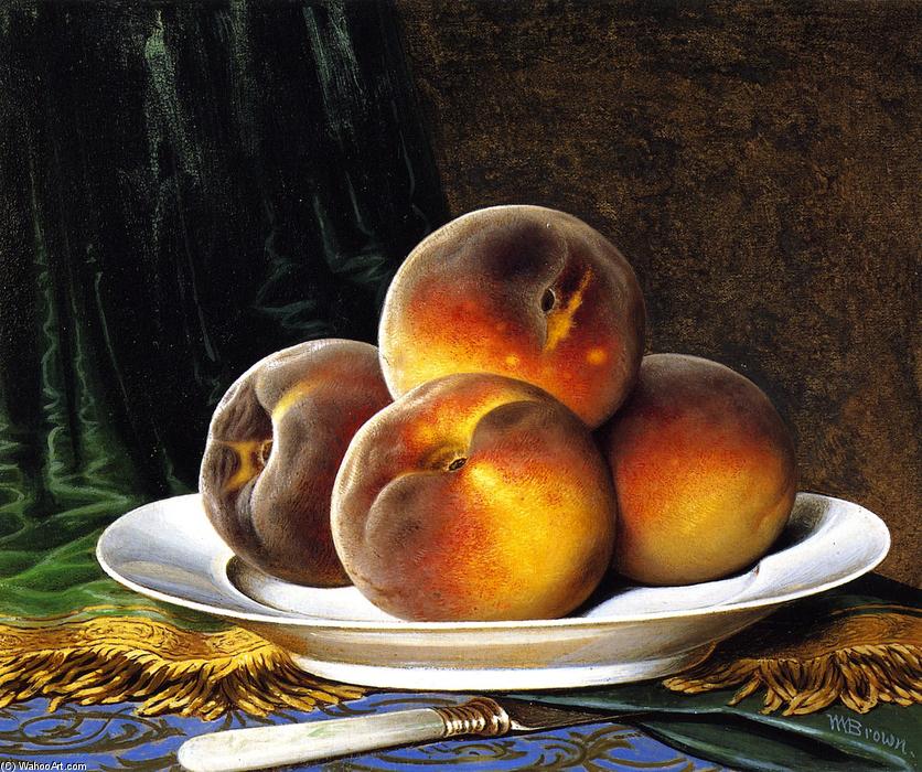 WikiOO.org - Encyclopedia of Fine Arts - Maľba, Artwork William Mason Brown - Peaches with White Plate