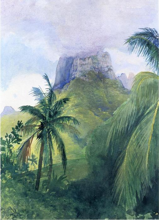 Wikioo.org - The Encyclopedia of Fine Arts - Painting, Artwork by John La Farge - The Peak of Maua Roa, Noon, Island of Moorea, Society Islands, Uponuhu