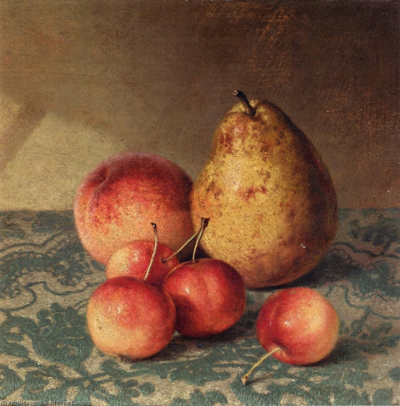 Wikioo.org - The Encyclopedia of Fine Arts - Painting, Artwork by Robert Spear Dunning - Pear, Peach and Cherries
