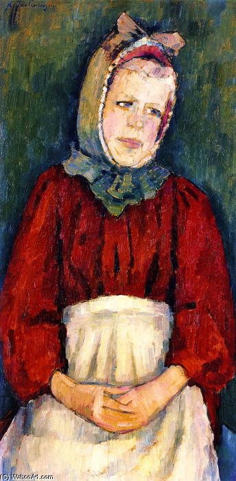 Wikioo.org - The Encyclopedia of Fine Arts - Painting, Artwork by Alexej Georgewitsch Von Jawlensky - Peasant Girl in a Bonnet