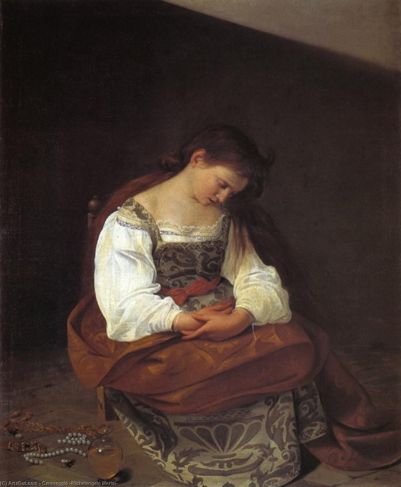 Wikioo.org – L'Enciclopedia delle Belle Arti - Pittura, Opere di Caravaggio (Michelangelo Merisi) - Maddalena penitente