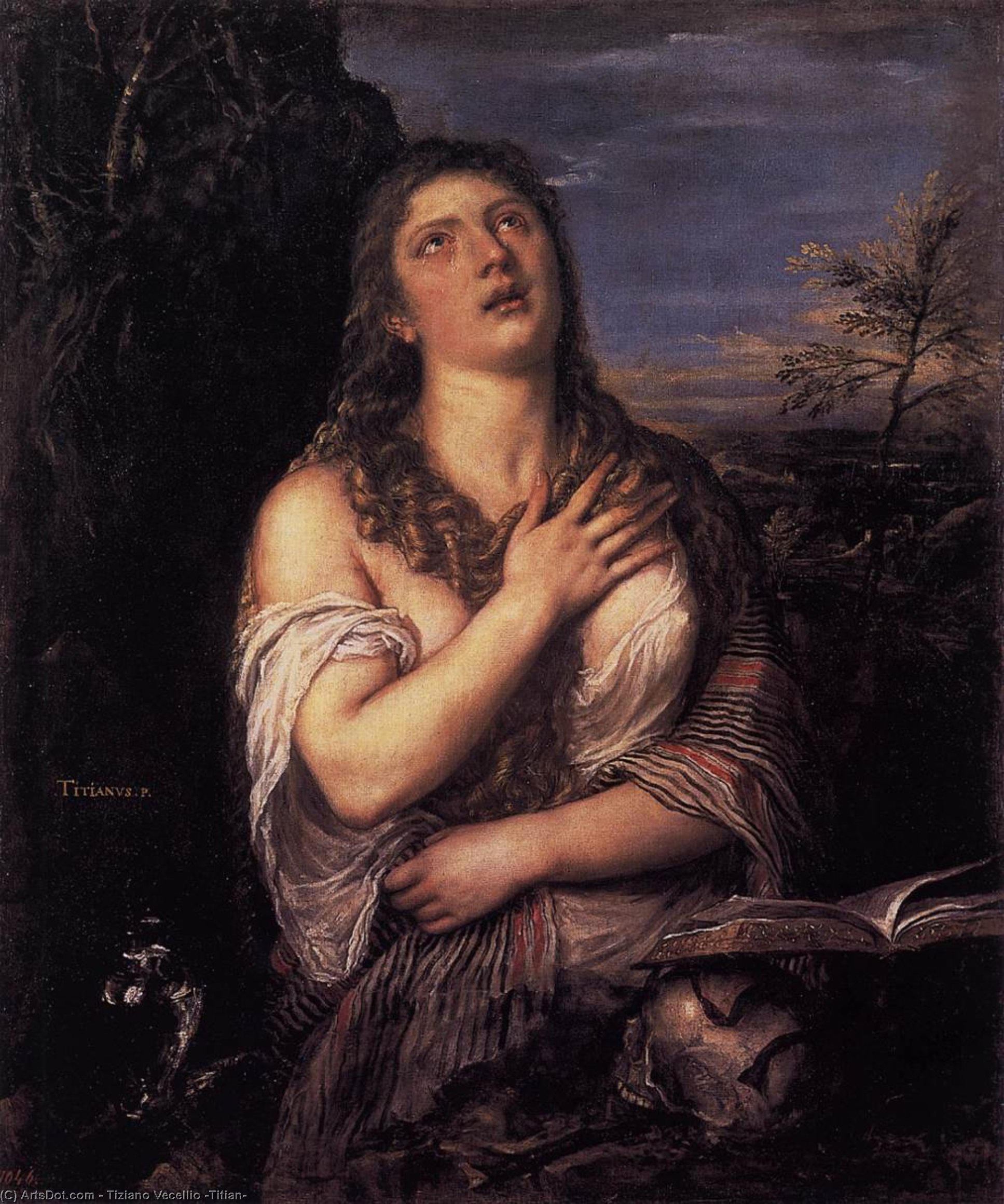 Wikioo.org - Bách khoa toàn thư về mỹ thuật - Vẽ tranh, Tác phẩm nghệ thuật Tiziano Vecellio (Titian) - Penitent St Mary Magdalene
