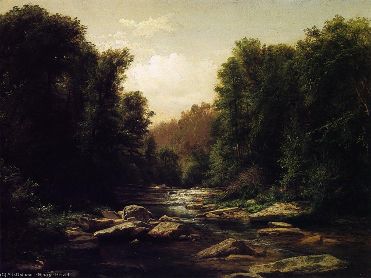 Wikioo.org - The Encyclopedia of Fine Arts - Painting, Artwork by George Hetzel - Pennsylvania Mounain Stream