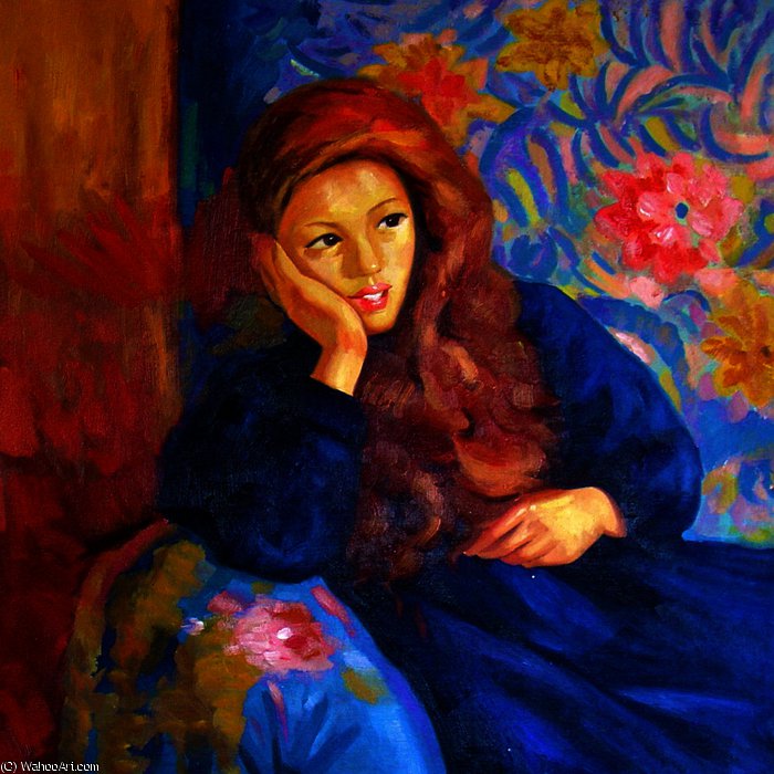 WikiOO.org - Encyclopedia of Fine Arts - Schilderen, Artwork Giovanni Giacometti - Pensive Girl
