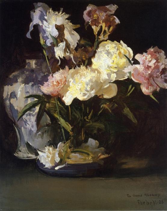 Wikioo.org - The Encyclopedia of Fine Arts - Painting, Artwork by Edmund Charles Tarbell - Peonies and Irises