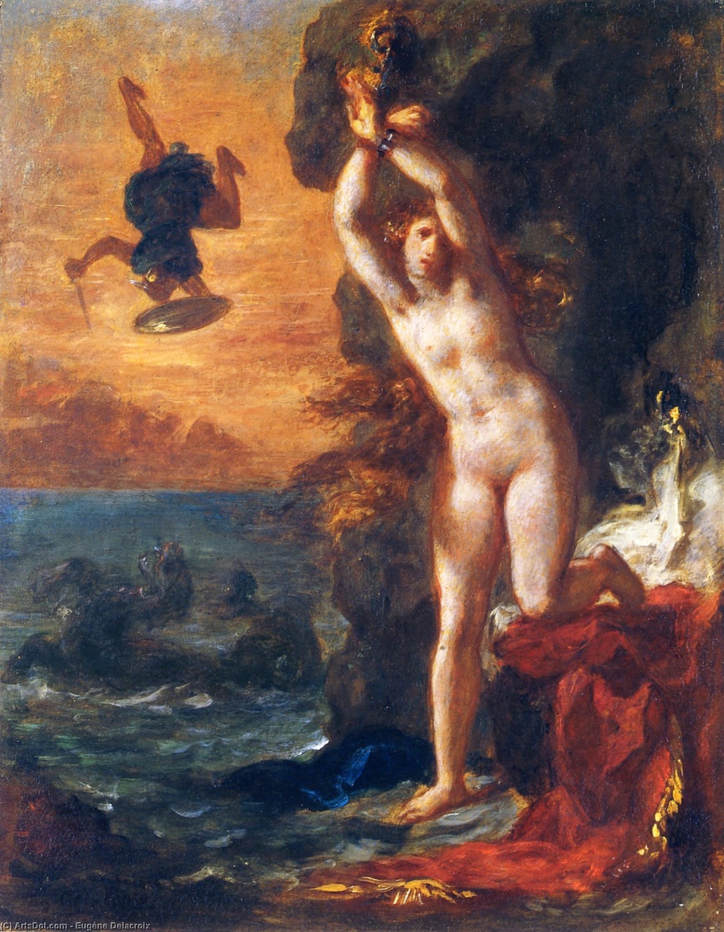 Wikioo.org - The Encyclopedia of Fine Arts - Painting, Artwork by Eugène Delacroix - Perseus and Andromeda