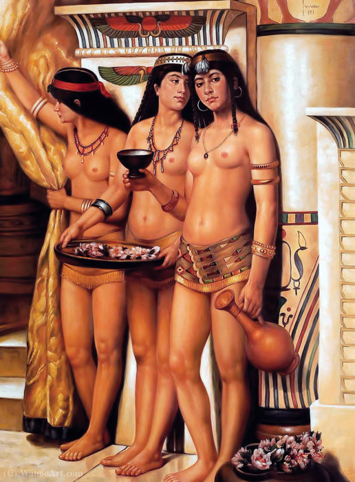 Wikioo.org - The Encyclopedia of Fine Arts - Painting, Artwork by John Maler Collier - The Pharaoh's Handmaidens