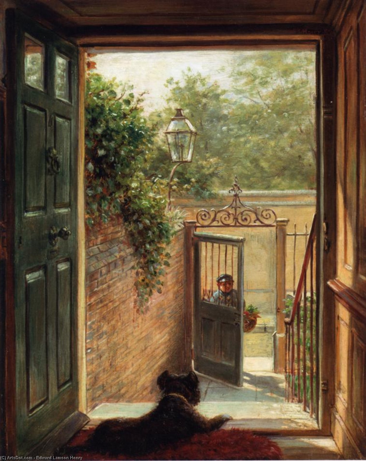 Wikioo.org - The Encyclopedia of Fine Arts - Painting, Artwork by Edward Lamson Henry - A Philadelphia Doorway