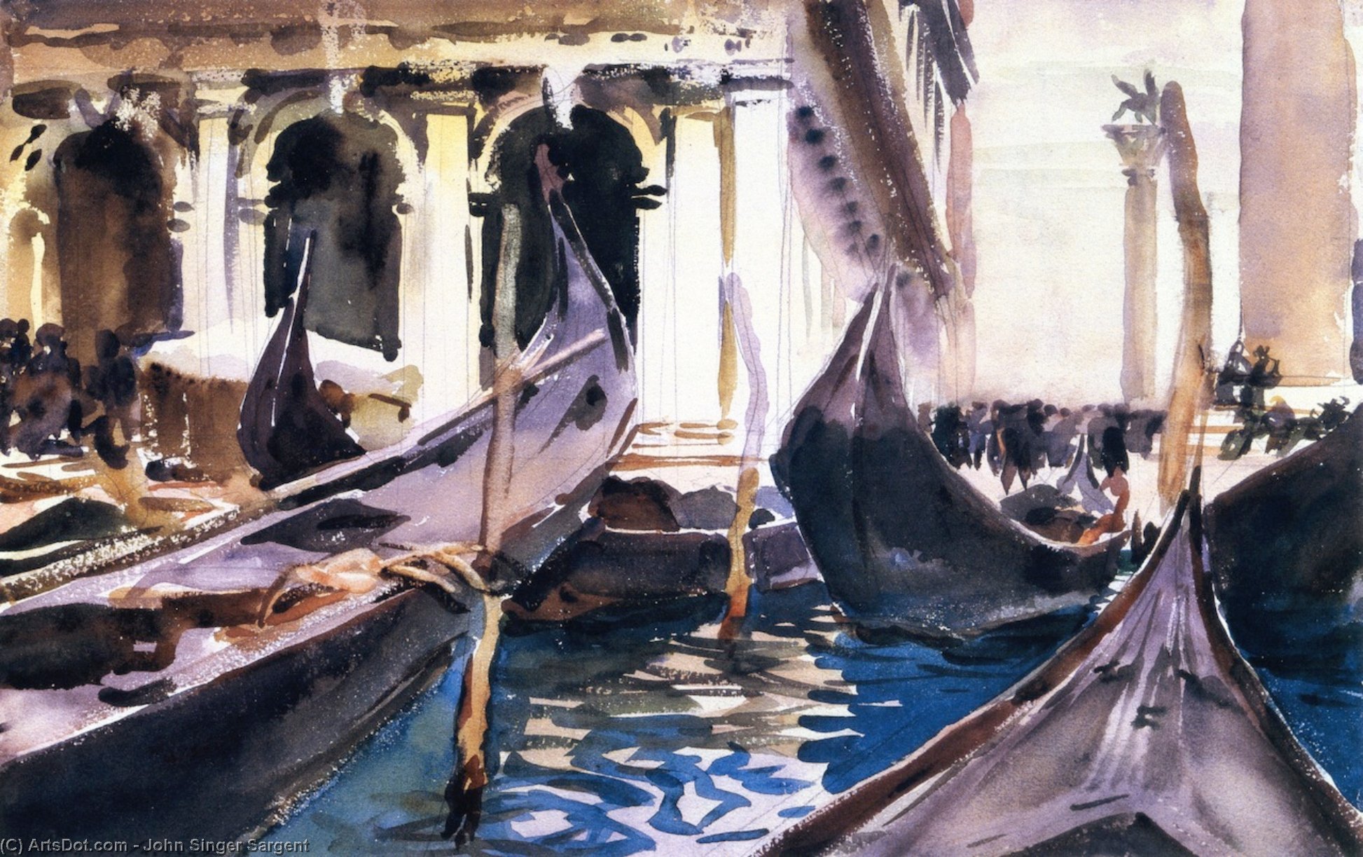WikiOO.org - Encyclopedia of Fine Arts - Festés, Grafika John Singer Sargent - The Piazzetta, Venice
