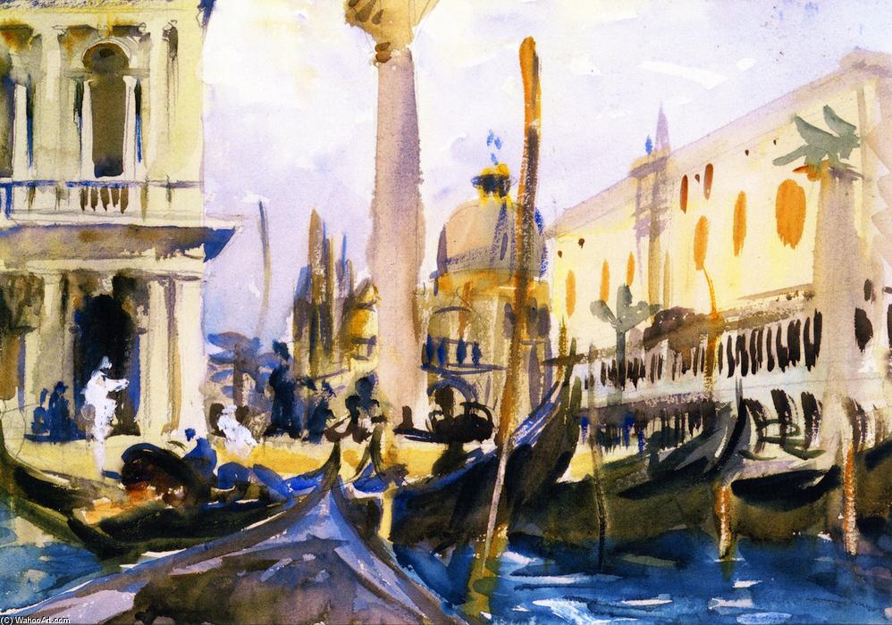 Wikioo.org - The Encyclopedia of Fine Arts - Painting, Artwork by John Singer Sargent - The Piazzetta with Gondolas