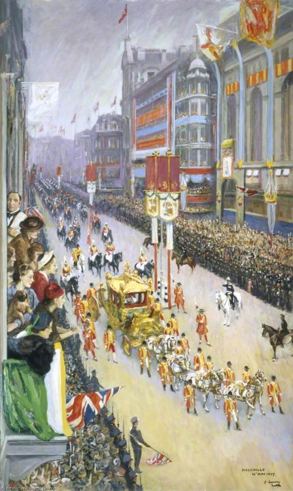 Wikioo.org - The Encyclopedia of Fine Arts - Painting, Artwork by John Lavery - Piccadilly, London, 12 May 1937