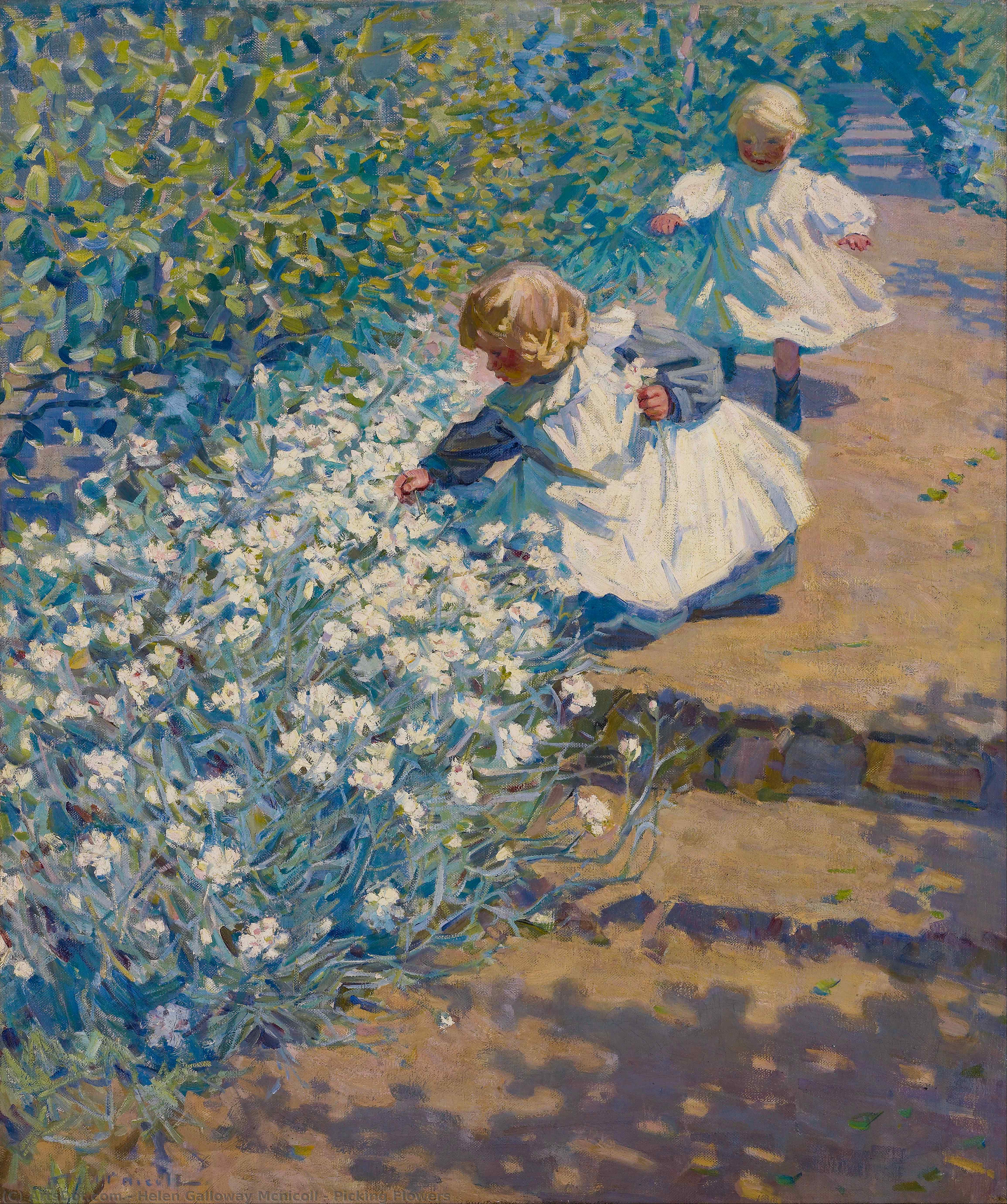 Wikioo.org - The Encyclopedia of Fine Arts - Painting, Artwork by Helen Galloway Mcnicoll - Picking Flowers