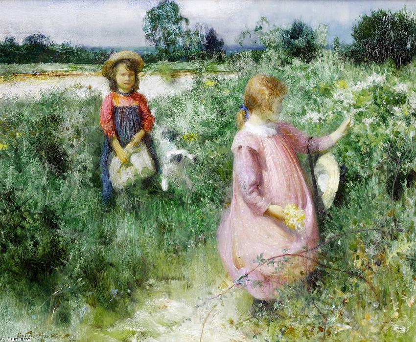 Wikioo.org – L'Enciclopedia delle Belle Arti - Pittura, Opere di Arthur Hacker - Picking wildflowers