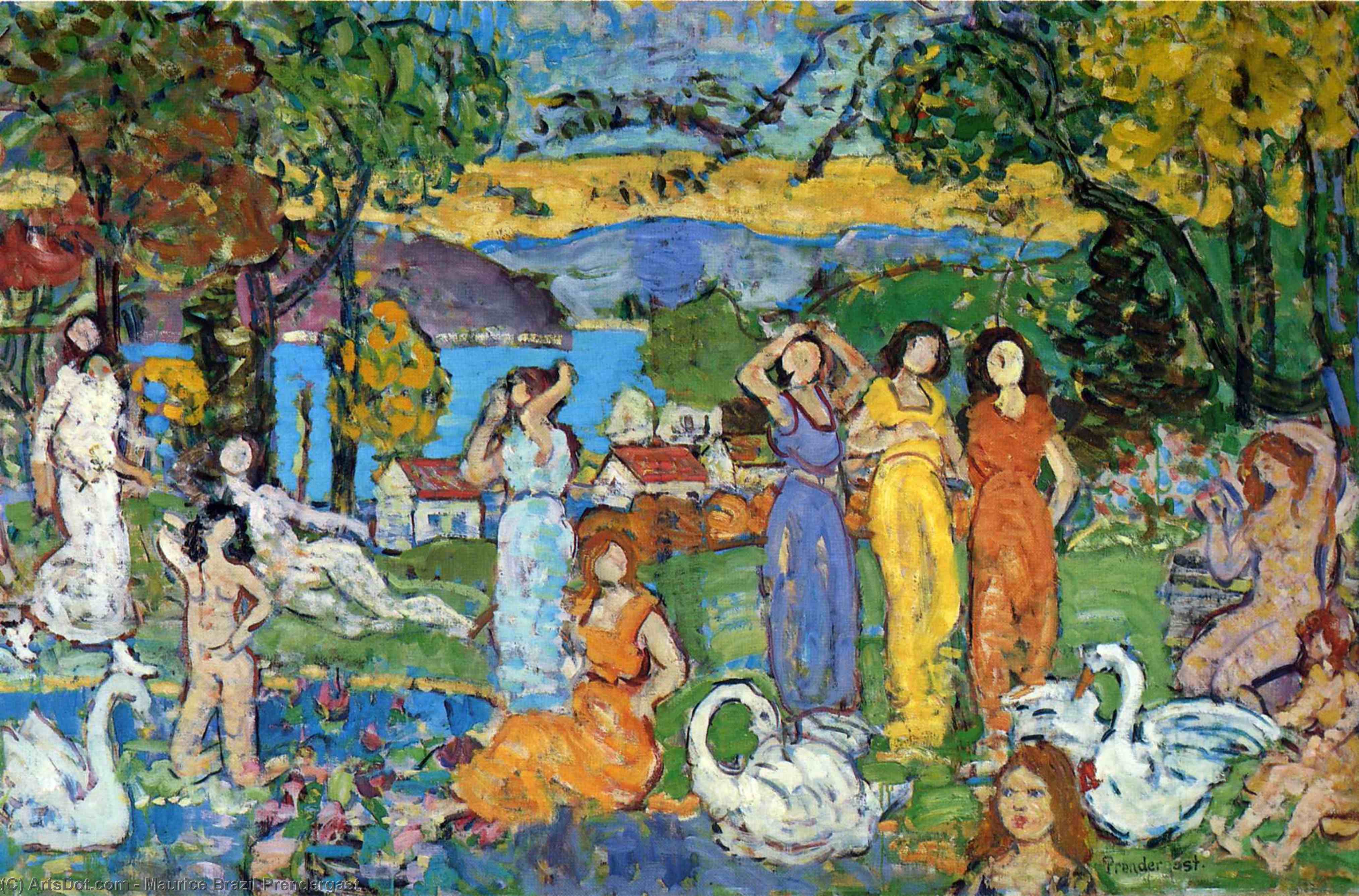 Wikioo.org – La Enciclopedia de las Bellas Artes - Pintura, Obras de arte de Maurice Brazil Prendergast - la comida campestre