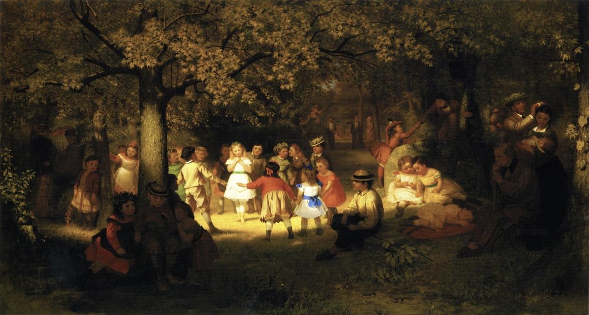 WikiOO.org – 美術百科全書 - 繪畫，作品 John George Brown - 野餐 派对  在  的  伍兹