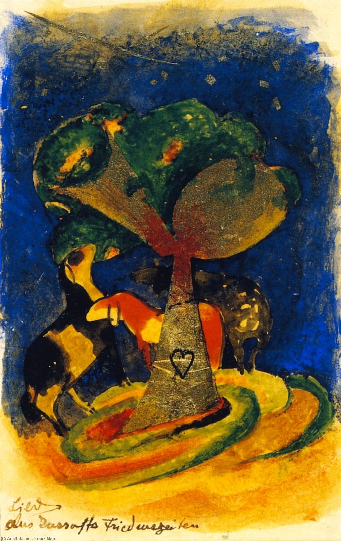WikiOO.org - Encyclopedia of Fine Arts - Festés, Grafika Franz Marc - A Picture from Jussuff's Peaceable Times