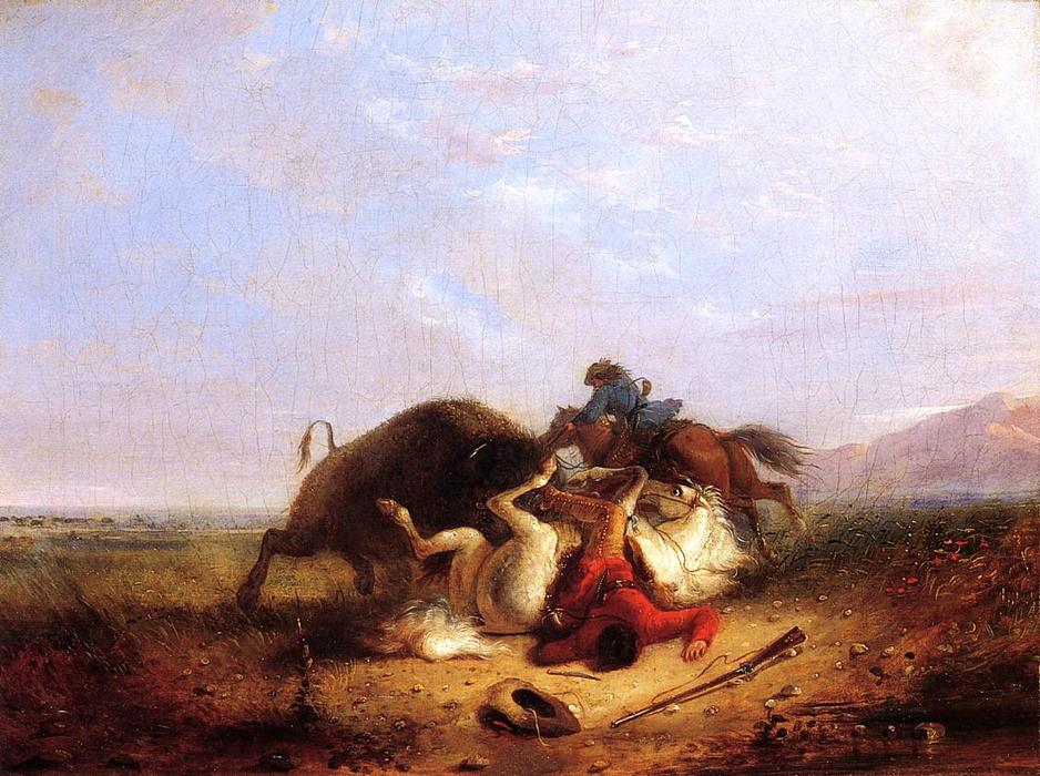Wikioo.org - The Encyclopedia of Fine Arts - Painting, Artwork by Alfred Jacob Miller - Pierre and the Buffalo